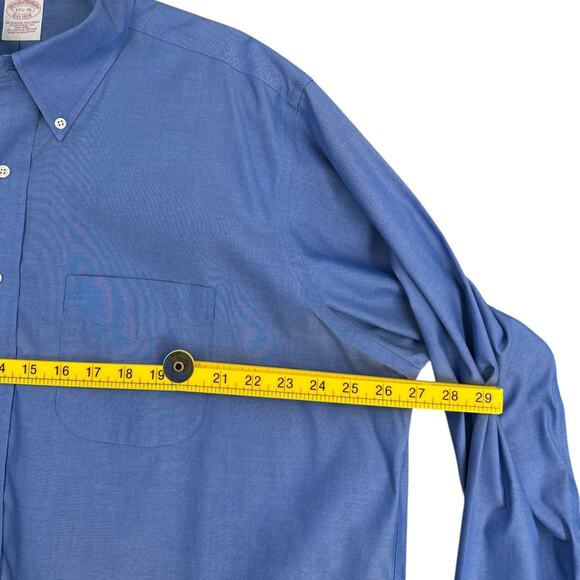 Brooks Brothers Blue Long Sleeve Button Down Collar Button Up Shirt Size 17 1/2 - Picture 6 of 8